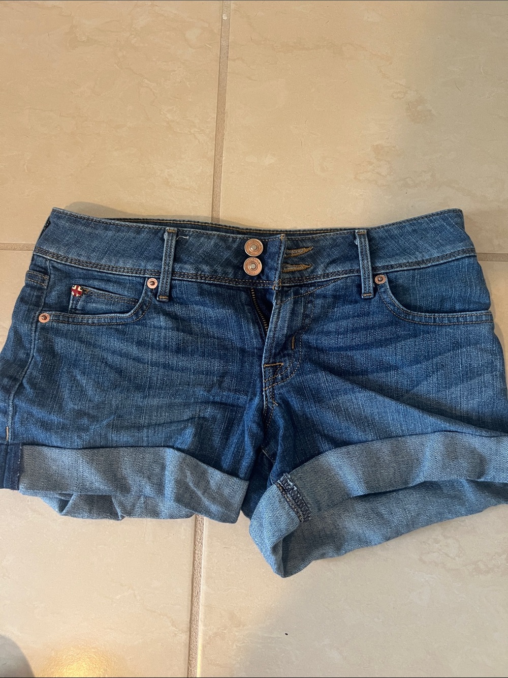 Hudson Jeans Women's Dark Blue Cuffed Denim Shorts
